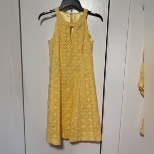 WHBM Fit and Flare Yellow Dress